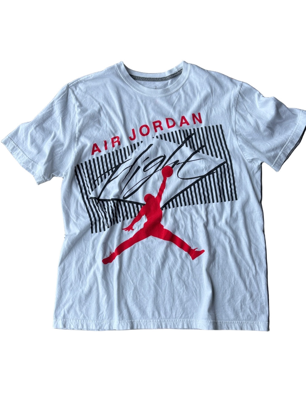 Air Jordan Flight 2011 Graphic T-Shirt White Red Black Jumpman Men’s Tee size XL